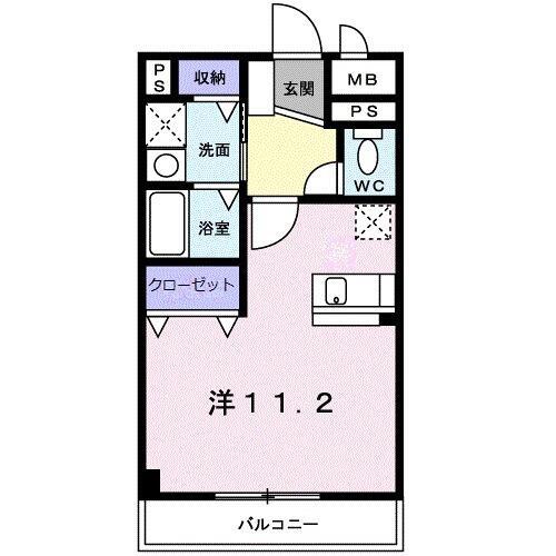 アーバンライゼ(ワンルーム/1階)の間取り写真
