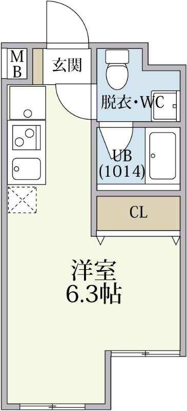 モアナコート北綾瀬(ワンルーム/1階)の間取り写真