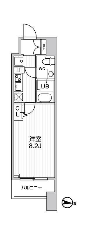 ALTERNA亀戸(1K/13階)の間取り写真
