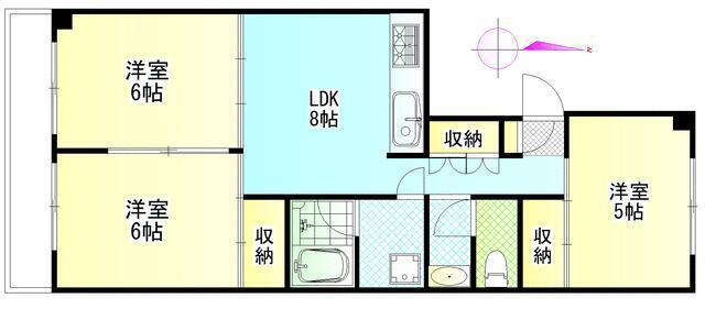 フォンテーヌ中野(3LDK/2階)の間取り写真