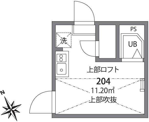 アクロス東雪谷(ワンルーム/2階)の間取り写真
