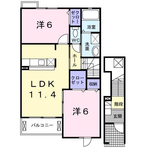 グリーンガーデンⅡ(2LDK/2階)の間取り写真