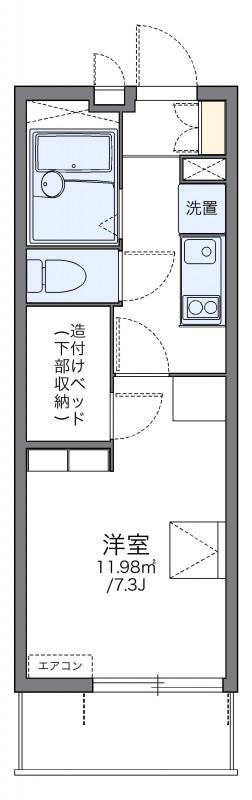 レオパレスアムール梅ヶ丘(1K/2階)の間取り写真