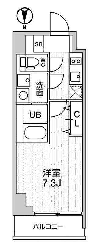 グラシアプレイス大森町(1K/6階)の間取り写真