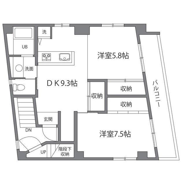 ラ・ヴェル上北沢(2DK/3階)の間取り写真