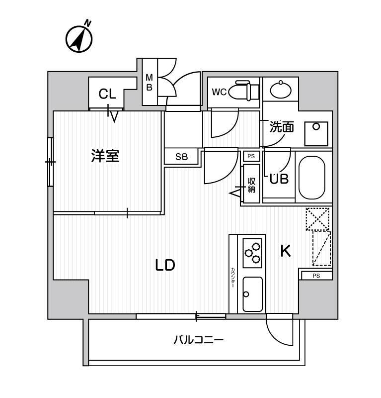 LUNIQ日本橋(1LDK/4階)の間取り写真