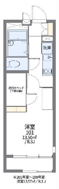 レオパレスLOREA(1K/1階)の間取り写真