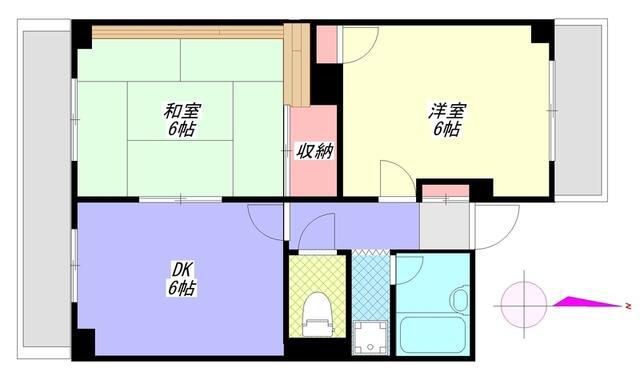 鎗田ビル(2DK/4階)の間取り写真