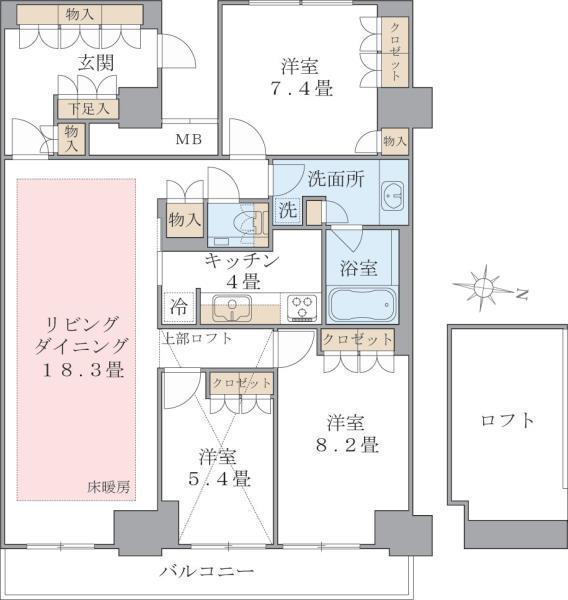 BRILLIA IST 東雲キャナルコート(3LDK/14階)の間取り写真