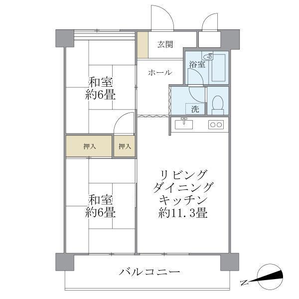 シャルムKカーサ(2LDK/4階)の間取り写真