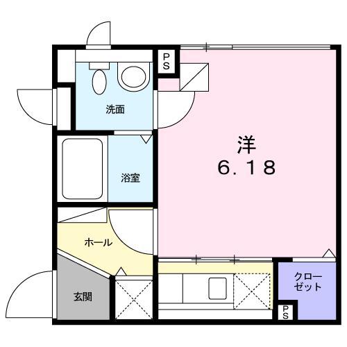 キャッスル・ドマ-ニ(1K/2階)の間取り写真