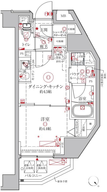 クレイシアIDZ練馬富士見台(1DK/4階)の間取り写真