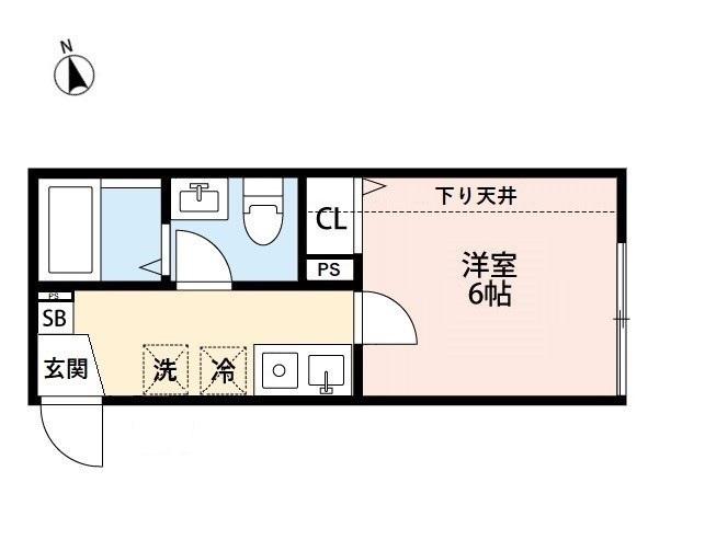 AMBER(1K/2階)の間取り写真