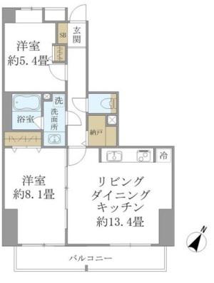 SS. FLAT神楽坂サウス(2LDK/10階)の間取り写真