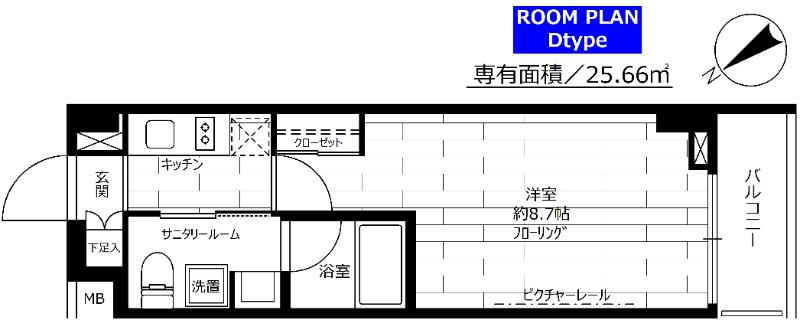 ステージグランデ茅場町(1K/6階)の間取り写真