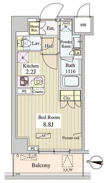 WASEDA APARTMENT (1K/3階)の間取り写真
