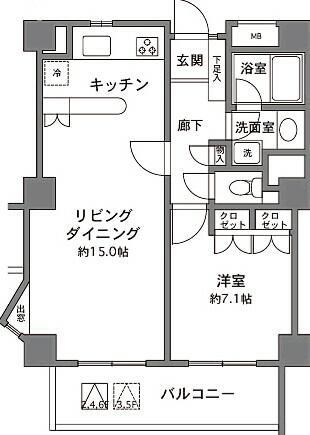 フレール早稲田(1LDK/4階)の間取り写真