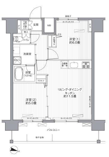 センテニアル王子神谷(2LDK/9階)の間取り写真