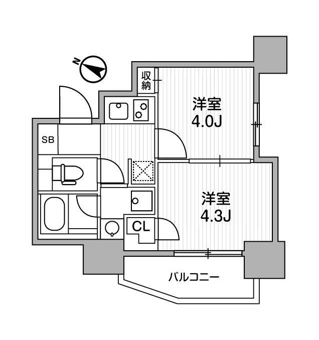 ラヴィエール三ノ輪(2K/8階)の間取り写真