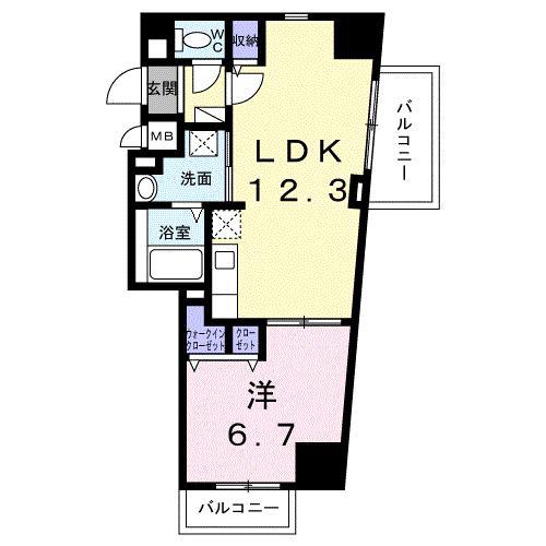 シエスタ キー(1LDK/5階)の間取り写真