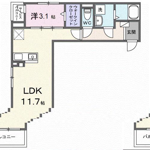 メゾン リッシュ(1LDK/2階)の間取り写真