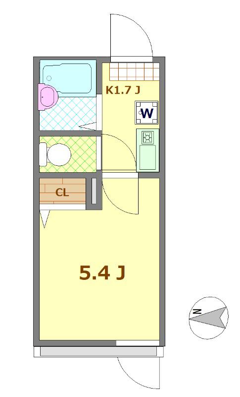 MK六町(1K/2階)の間取り写真