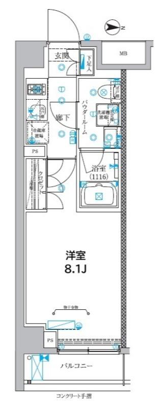 CREALPREMIER大島(1K/1階)の間取り写真