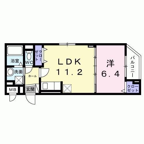 高祖 3(1LDK/3階)の間取り写真