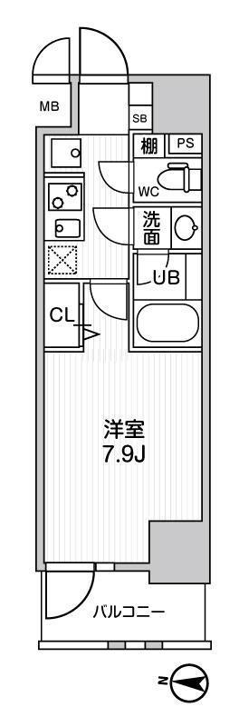 ROOTS KIKUKAWA(1K/4階)の間取り写真