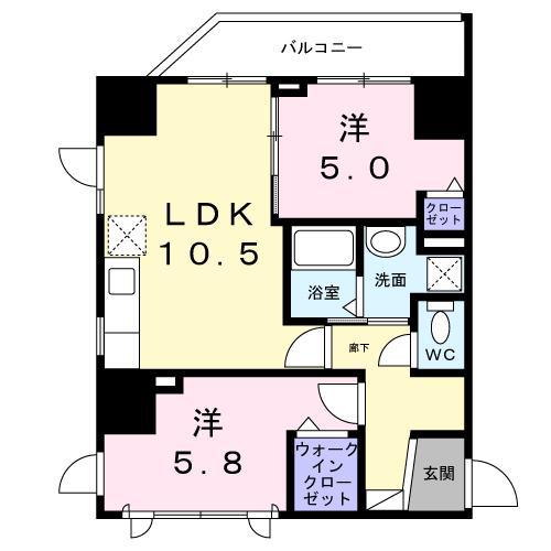 ザ・グラン キース(2LDK/3階)の間取り写真