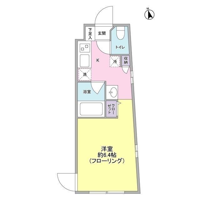 ヒルサイド二子玉川(ワンルーム/1階)の間取り写真