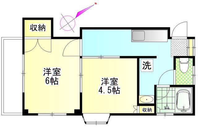 石沢ビル(2K/2階)の間取り写真