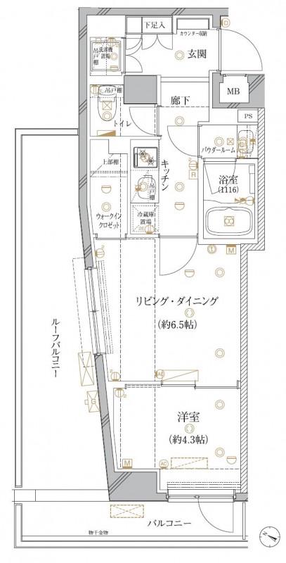 クレイシア板橋志村(2K/4階)の間取り写真