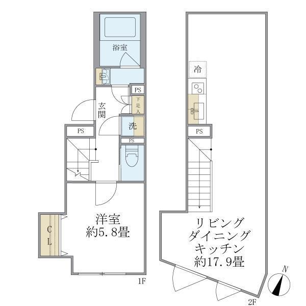 プラティーク中野坂上(1LDK/4階)の間取り写真