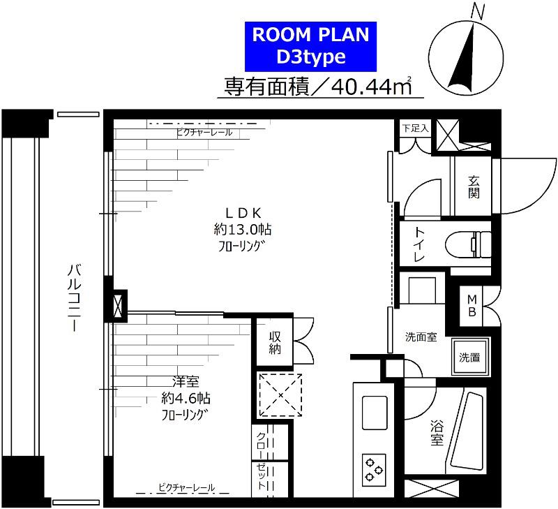 ステージグランデ錦糸町(1LDK/5階)の間取り写真