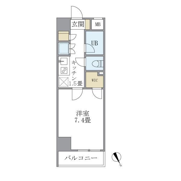 KDXレジデンス西新宿(1K/2階)の間取り写真