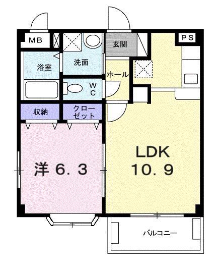 ベル・ソレイユB(1LDK/3階)の間取り写真