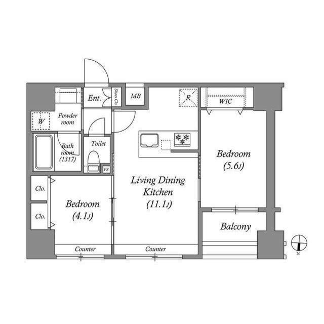 ACP RESIDENCE 中野新橋(2LDK/6階)の間取り写真
