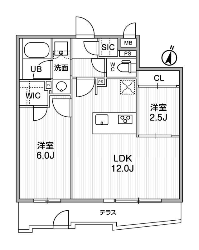 ルネサンスコート学芸大学(2LDK/1階)の間取り写真