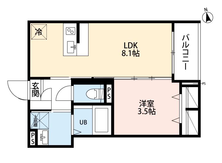 ROBOT HOME 一之江(1LDK/2階)の間取り写真