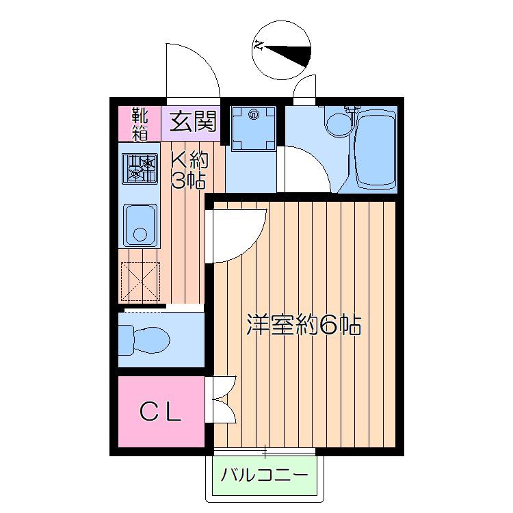 エストールⅡ(1K/2階)の間取り写真