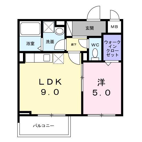 ベラシティ(1LDK/2階)の間取り写真