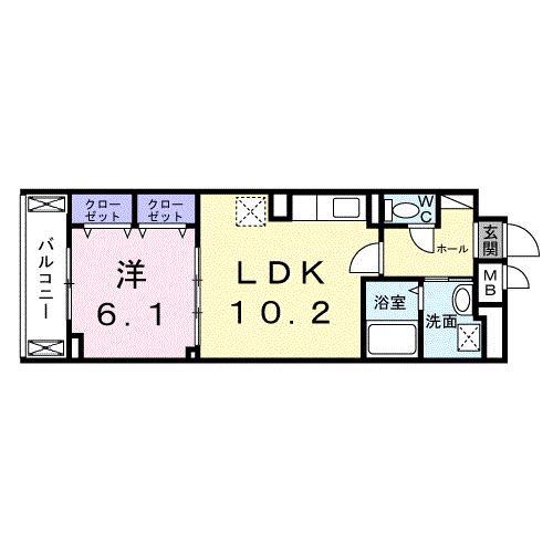 グルックパティオ高円寺(1LDK/2階)の間取り写真