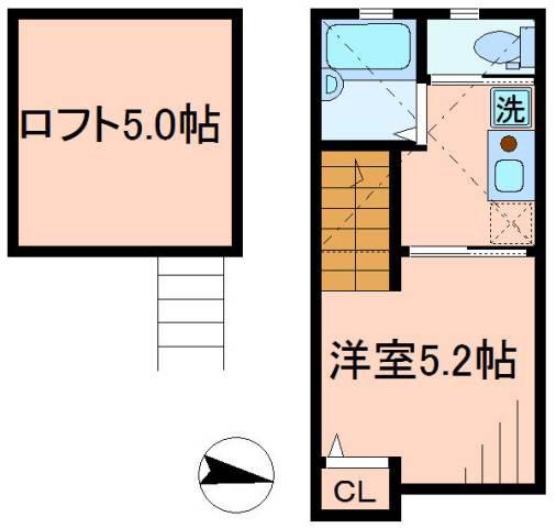 バーミープレイス蒲田3(1K/2階)の間取り写真