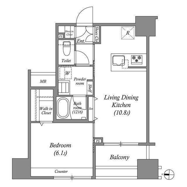 ACP RESIDENCE 中野新橋(1LDK/6階)の間取り写真