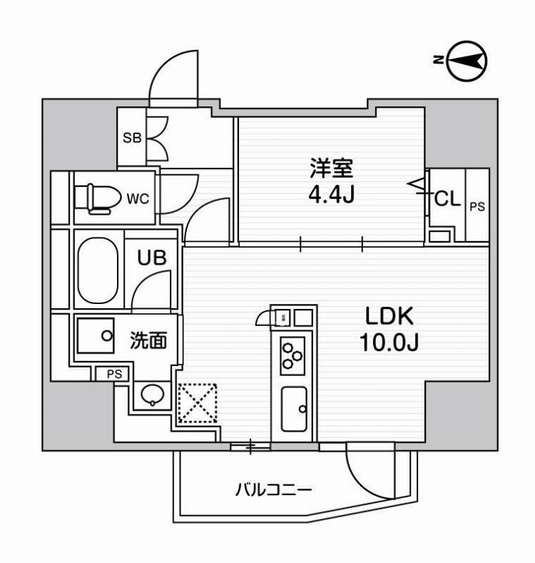 エスタート入谷Ⅰ(1LDK/4階)の間取り写真