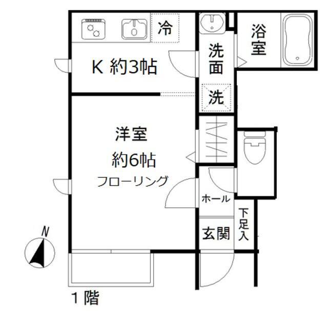 クレールT(1K/1階)の間取り写真