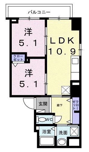 ザ・グラン キース(2LDK/6階)の間取り写真