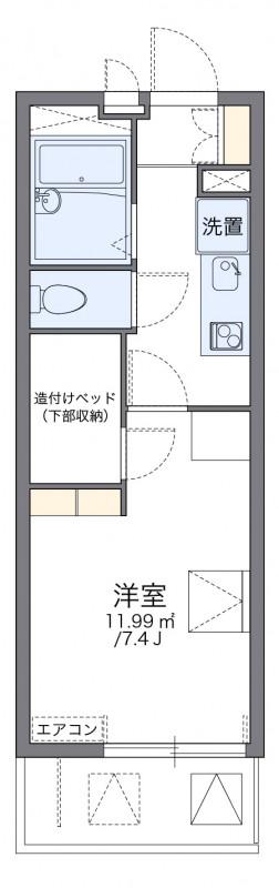 レオパレスサーティーンストーンⅢ(1K/2階)の間取り写真
