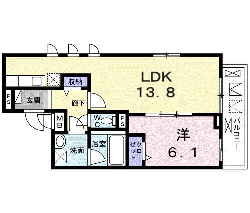 フォンテ クレラ(1LDK/4階)の間取り写真